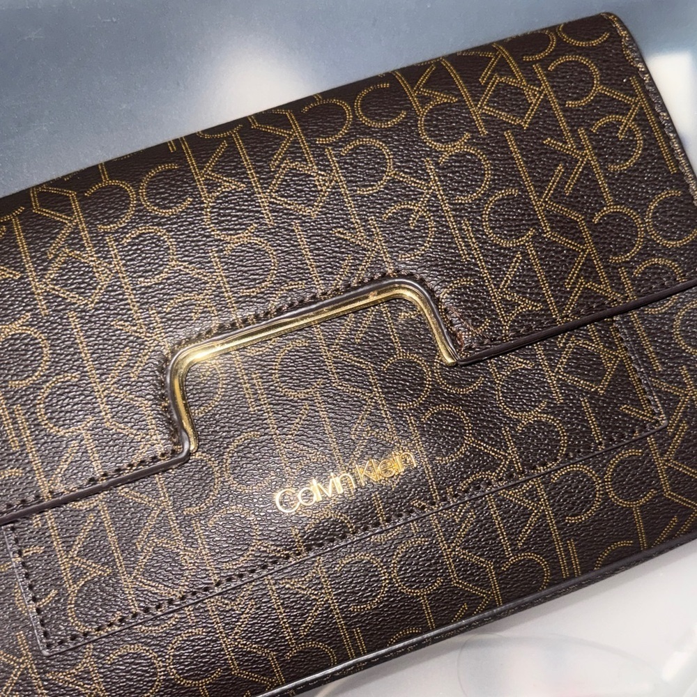 Calvin Klein Black and Gold Monogram Clutch - Picture 13 of 13
